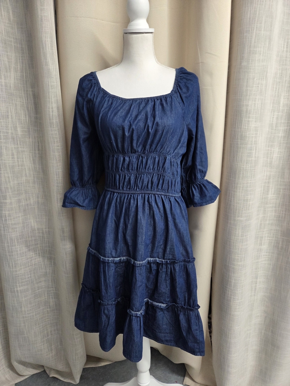 Speed Limit MPH Denim Dress Cottagecore Milkmaid Boho Size XL